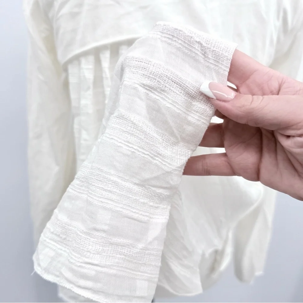 LUUKAA White Tiered Back Cotton Jersey Architectural Jacket